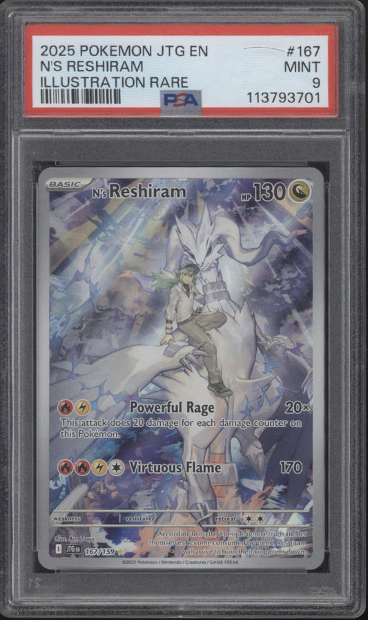 N's Reshiram Pokemon Journey Together Illustration Rare #167 PSA 9