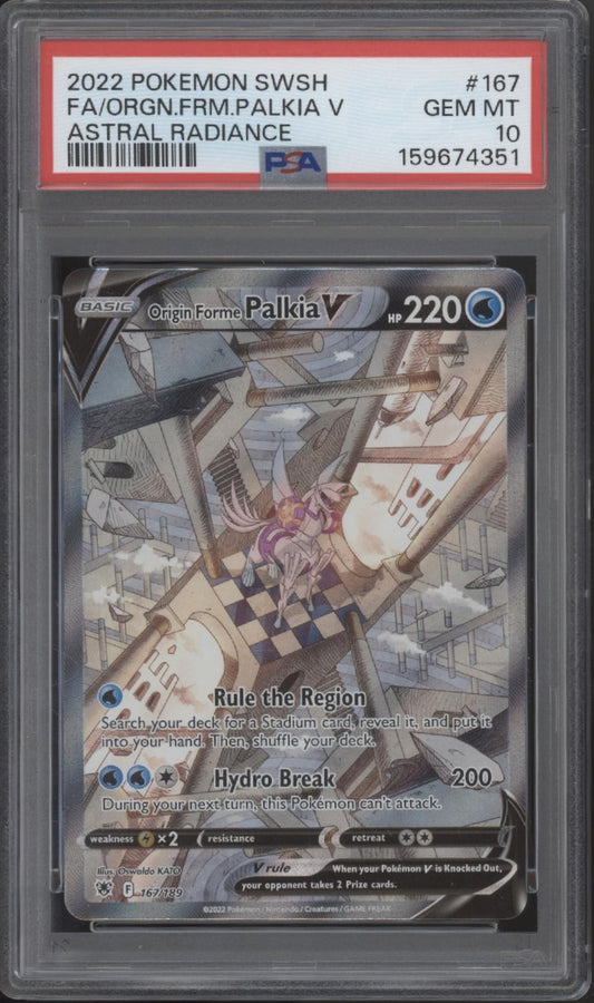 Origin Forme Palkia V Pokemon Astral Radiance Full Art #167 PSA 10