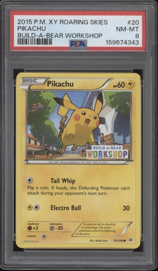 Pikachu Pokemon Roaring Skies Build-A-Bear Workshop Promo #20 PSA 8