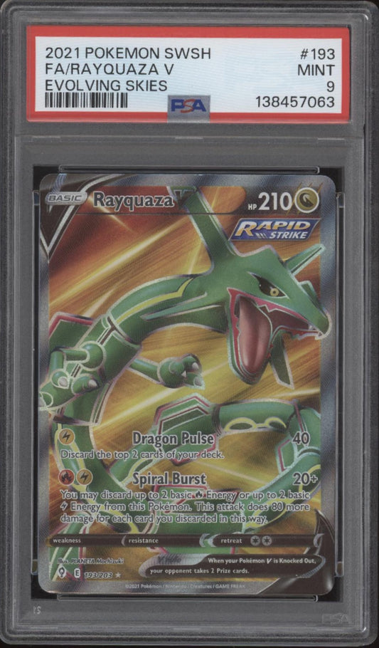 Rayquaza V Pokemon Evolving Skies Full Art #193 PSA 9
