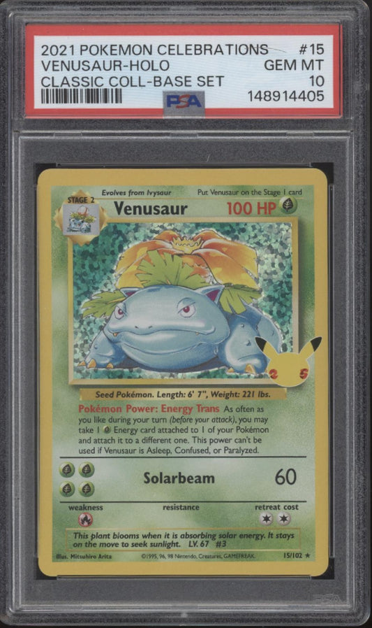 Venusaur Pokemon Celebrations Classic Collection Base Set Holo #15 PSA 10