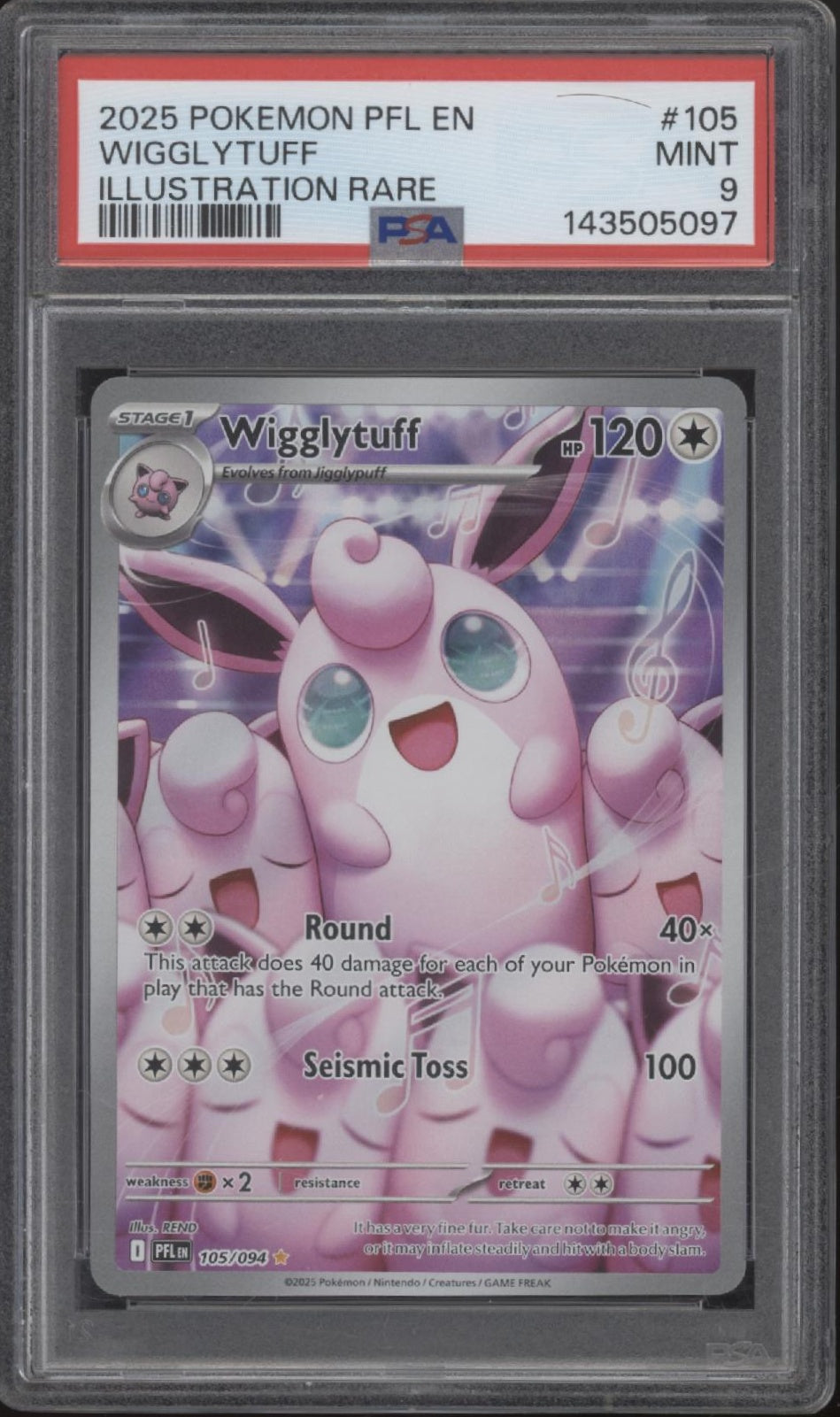 Wigglytuff Pokemon Phantasmal Flames Illustration Rare #105 PSA 9