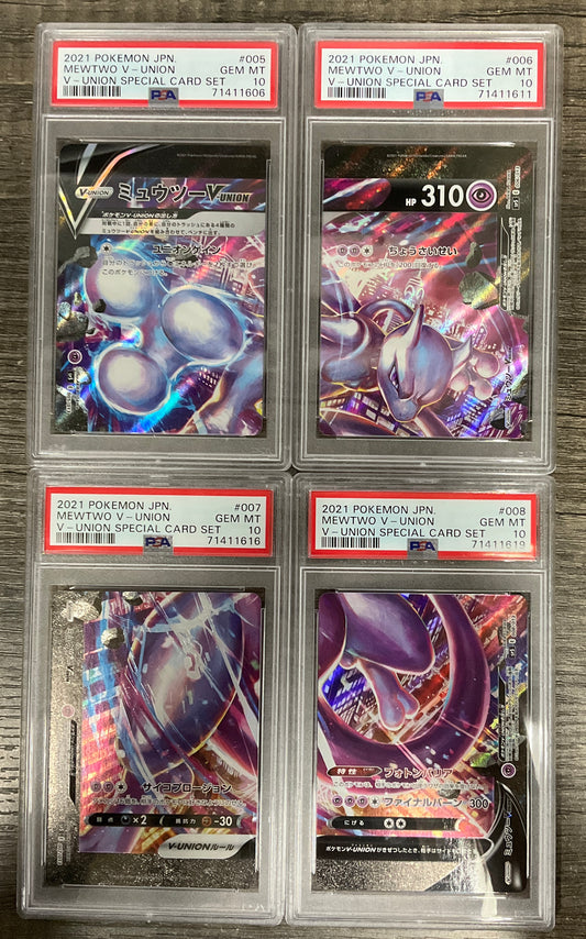 Mewtwo V-Union Pokemon Special Card Set Japanese #005-008 PSA 10