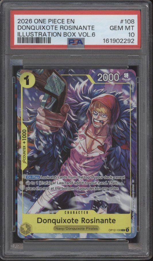 Donquixote Rosinante One Piece Card Game Illustration Box Vol. 6 #108 PSA 10