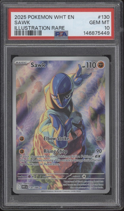 Sawk Pokemon White Flare Illustration Rare #130 PSA 10