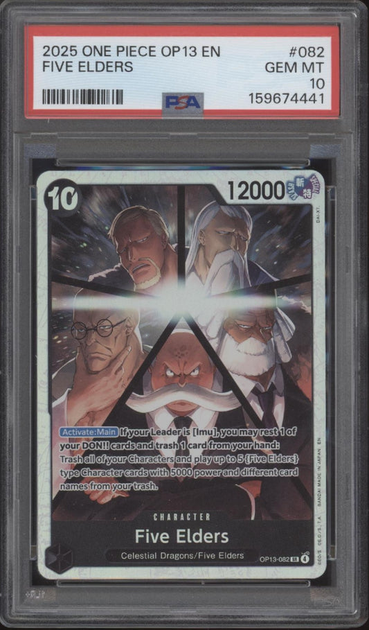 Five Elders One Piece Card Game OP13 #082 PSA 10