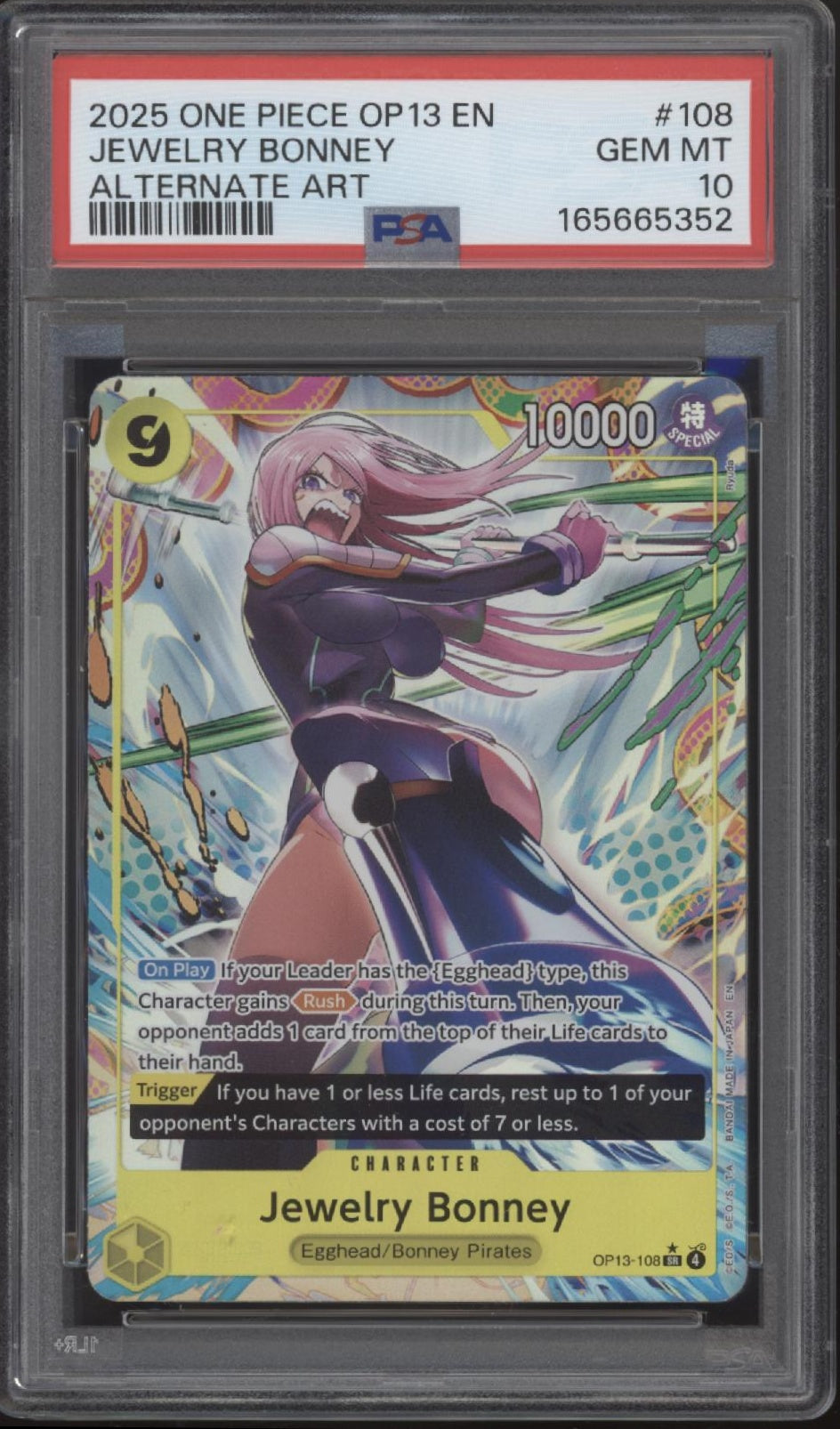Jewelry Bonney One Piece Card Game OP13 Alternate Art #108 PSA 10