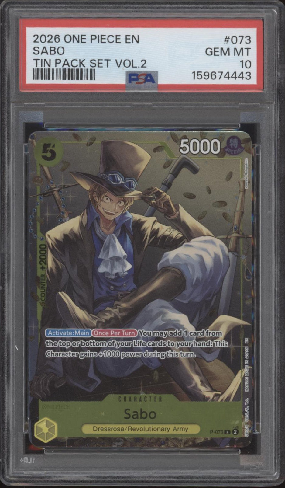Sabo One Piece Card Game Tin Pack Set Vol. 2 #073 PSA 10 #2