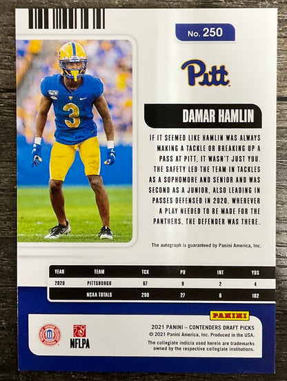 Damar Hamlin 2021 Panini Contenders Draft Picks College Ticket Ice Holo RC Auto
