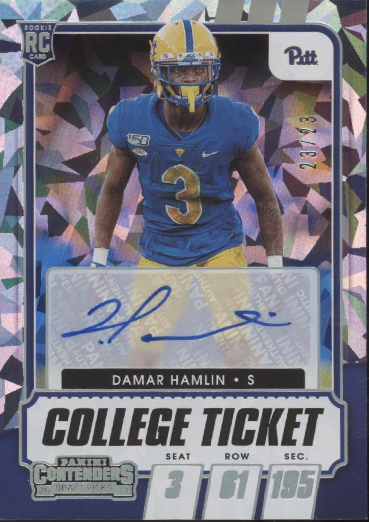 Damar Hamlin 2021 Panini Contenders Draft Picks College Ticket Ice Holo RC Auto