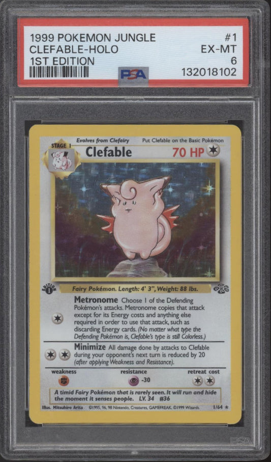Clefable Pokemon Jungle Holo 1st Edition #1 PSA 6 #2