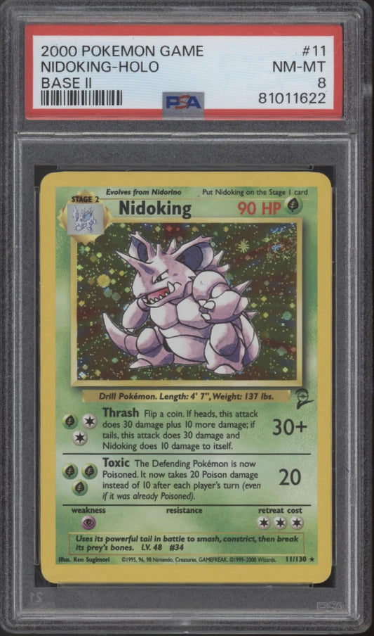 Nidoking Pokemon Base Set 2 Holo #11 PSA 8
