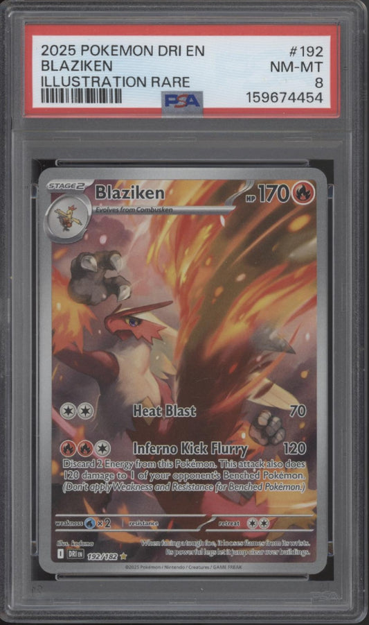 Blaziken Pokemon Destined Rivals Illustration Rare #192 PSA 8
