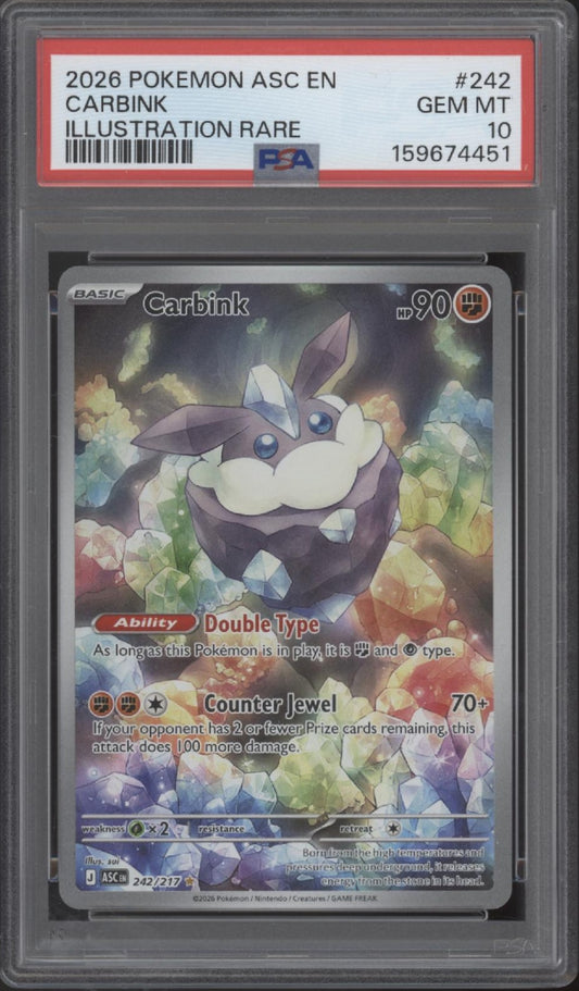 Carbink Pokemon Ascended Heroes Illustration Rare #242 PSA 10