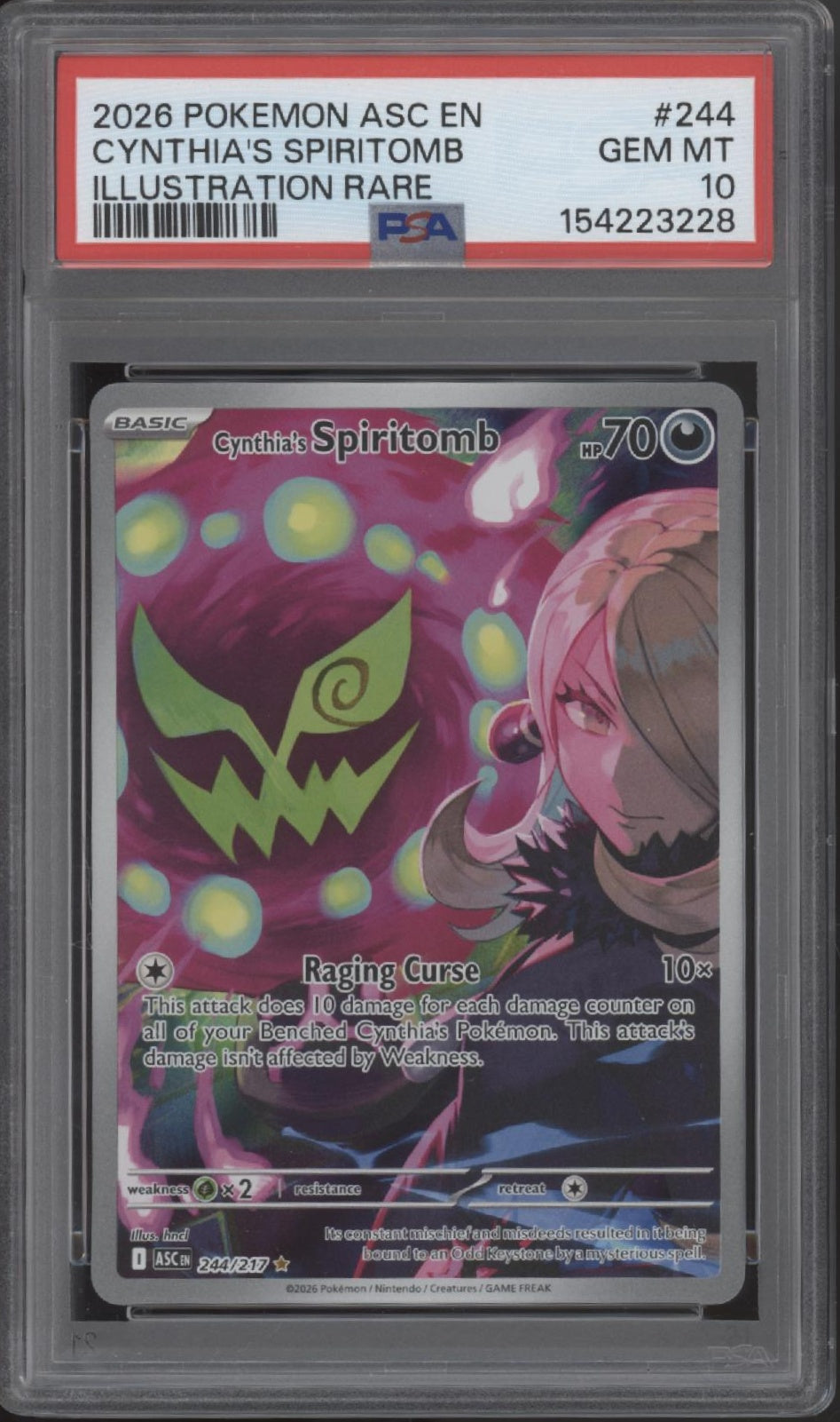 Cynthia's Spiritbomb Pokemon Ascended Heroes Illustration Rare #244 PSA 10、Collector Store LLC Gaming、kayou