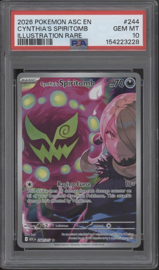 Cynthia's Spiritbomb Pokemon Ascended Heroes Illustration Rare #244 PSA 10