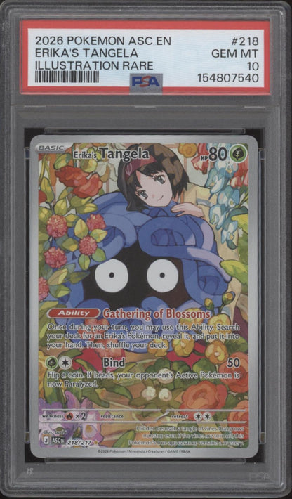 Erika's Tangela Pokemon Ascended Heroes Illustration Rare #218 PSA 10