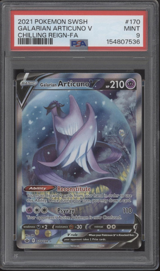 Galarian Articuno V Pokemon Chilling Reign Full Art #170 PSA 9