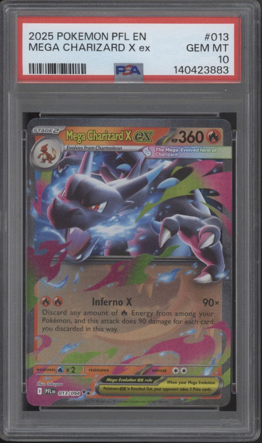 Mega Charizard X ex Pokemon Phantasmal Flames #013 PSA 10
