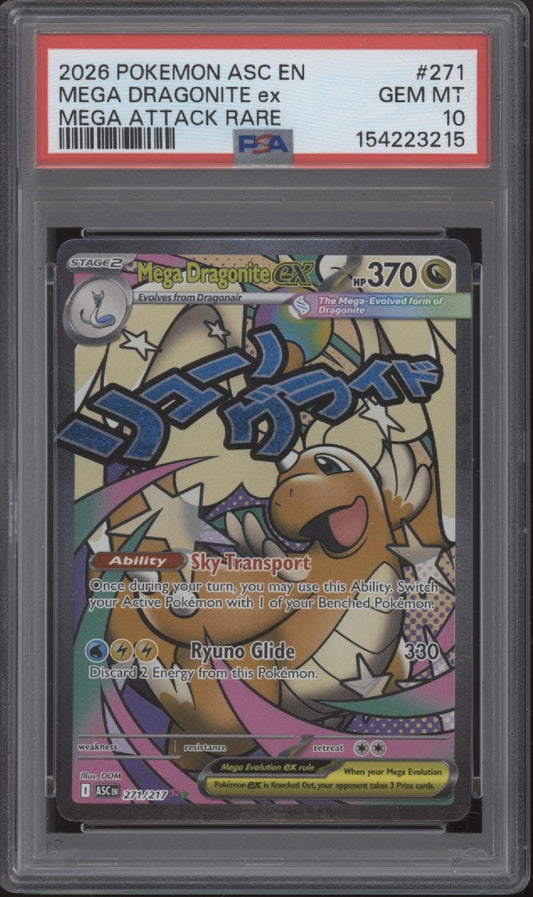 Mega Dragonite ex Pokemon Ascended Heroes Mega Attack Rare #271 PSA 10 #1