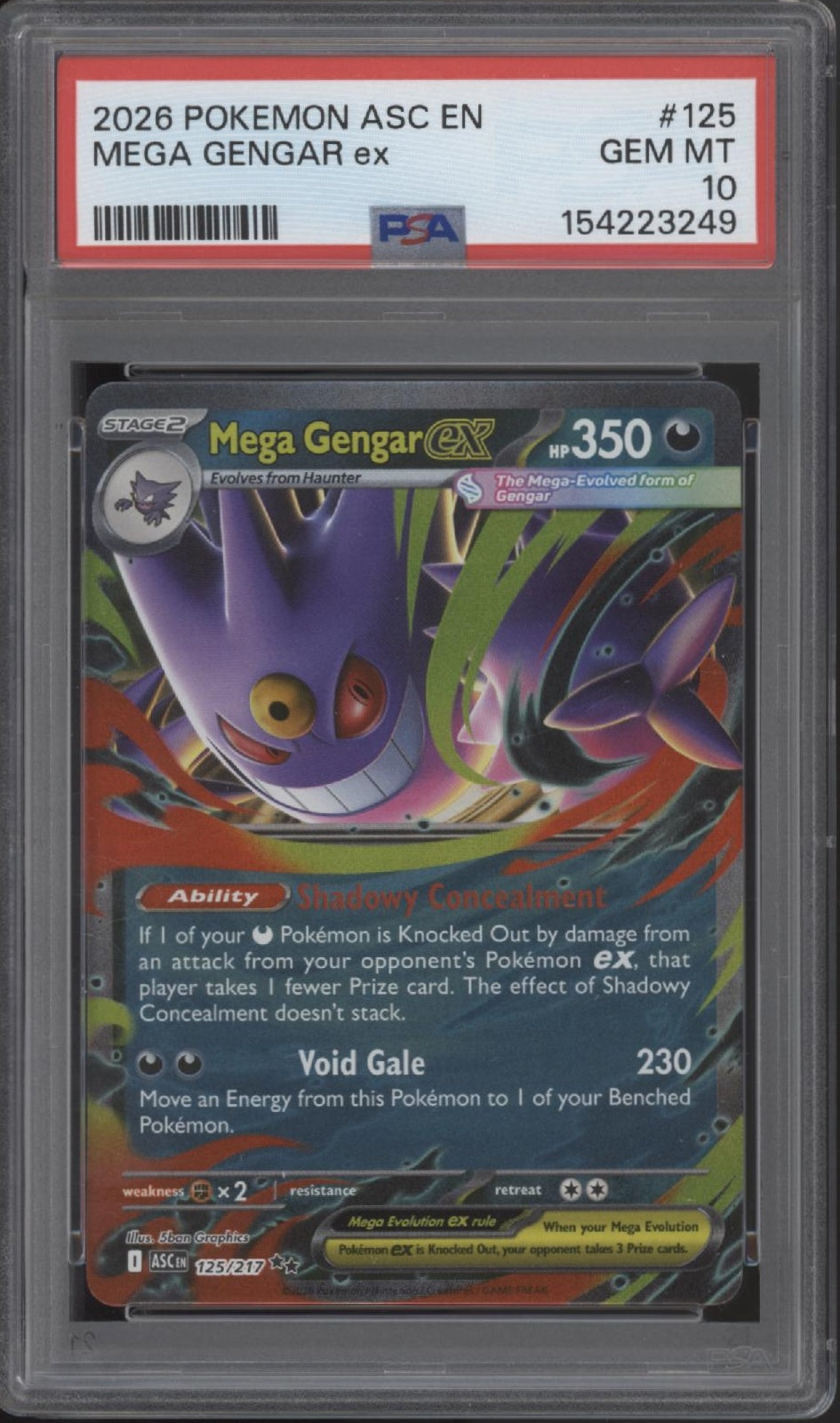 Mega Gengar ex Pokemon Ascended Heroes #125 PSA 10