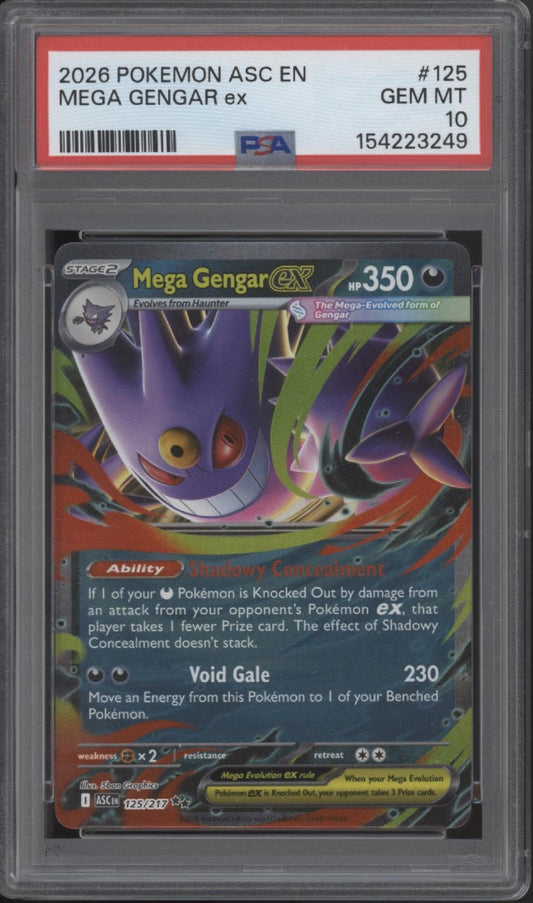 Mega Gengar ex Pokemon Ascended Heroes #125 PSA 10