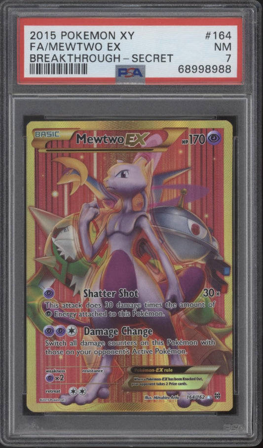Mewtwo ex Pokemon Breakthrough Secret Full Art #164 PSA 7
