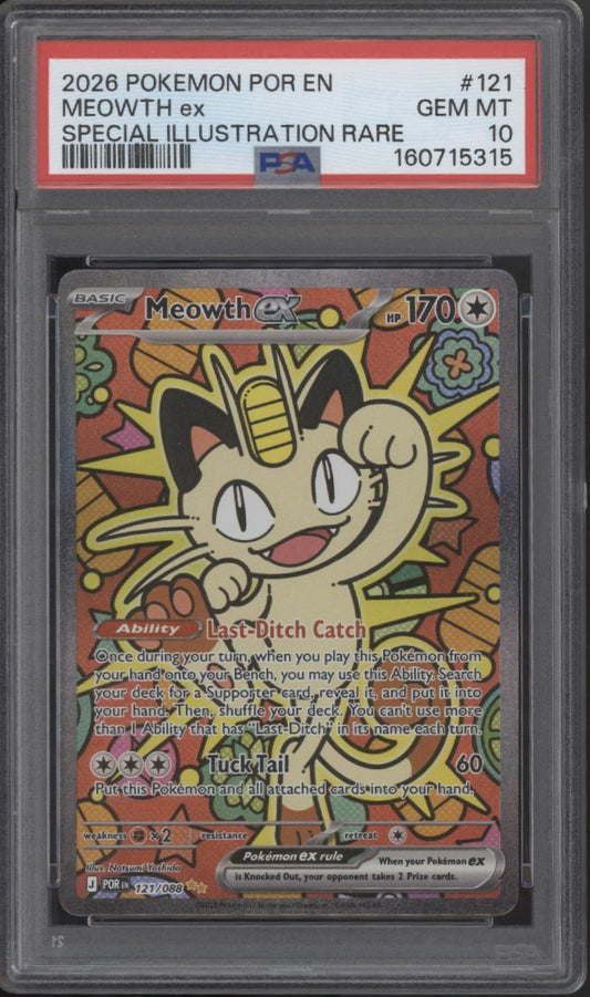 Meowth ex Pokemon Perfect Order Special Illustration Rare #121 PSA 10