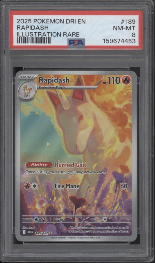 Rapidash Pokemon Destined Rivals Illustration Rare #189 PSA 8