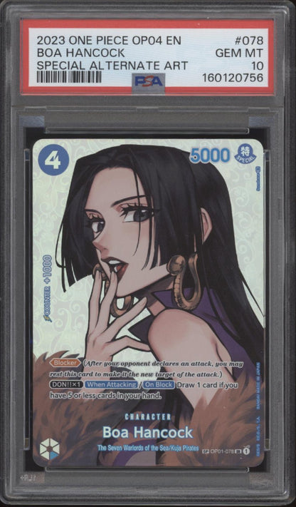 Boa Hancock One Piece Card Game OP04 Special Alternate Art #078 PSA 10