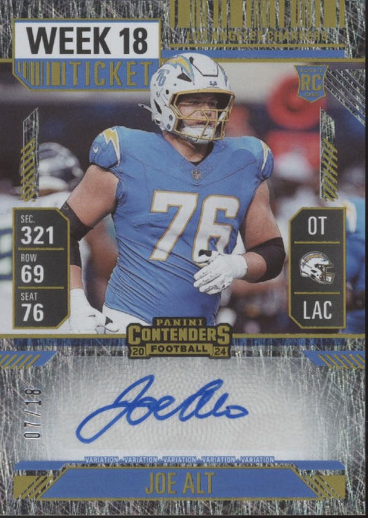 Joe Alt 2024 Panini Contenders Week 18 Ticket RC Auto 07/18 #166