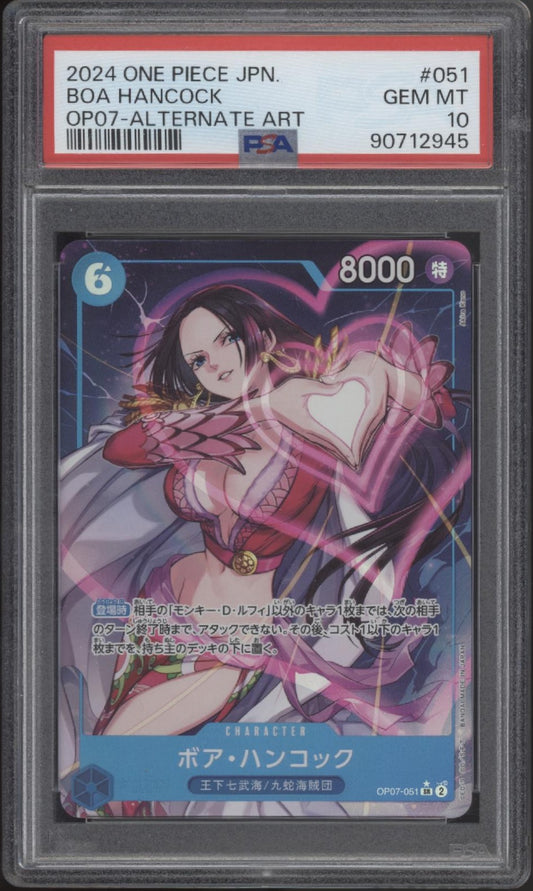Boa Hancock One Piece Card Game OP07 Alternate Art Japanese #051 PSA 10