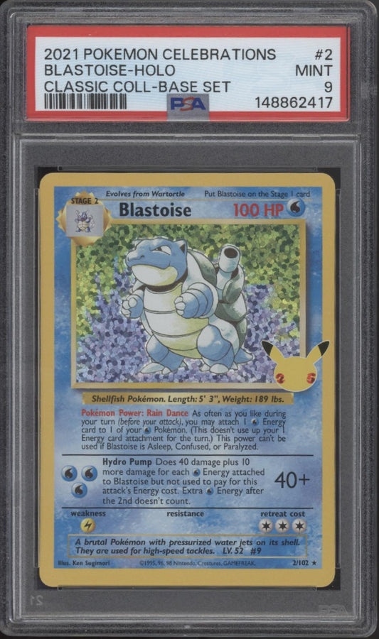 Blastoise Pokemon Celebrations Classic Collection Base Set Holo #2 PSA 9