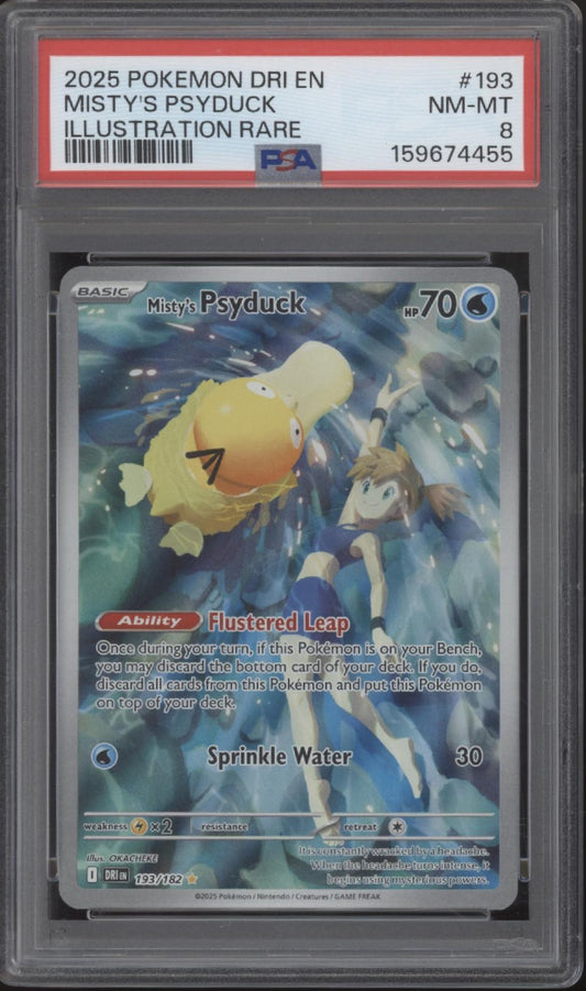 Misty's Psyduck Pokemon Destined Rivals Illustration Rare #193 PSA 8