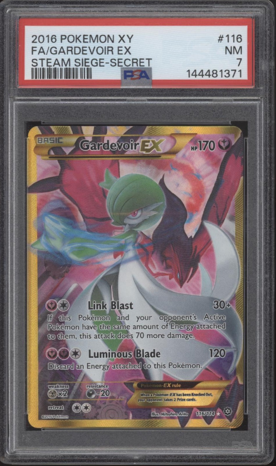 Gardevoir ex Pokemon Steam Siege Secret Full Art #116 PSA 7