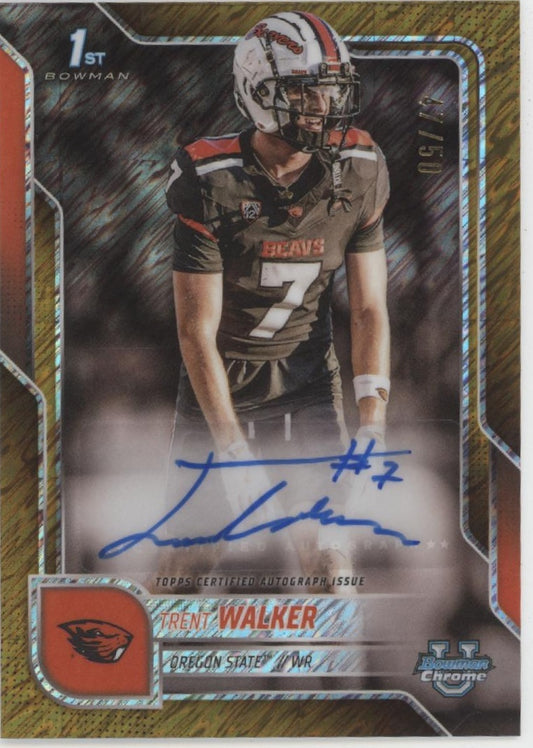Trent Walker 2025 Bowman Chrome University Gold Shimmer Auto 47/50 #BCA-TW