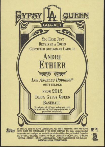 Andre Ethier 2012 Topps Gypsy Queen Auto #GQA-AET