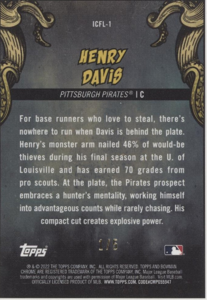 Henry Davis 2022 Bowman Chrome It Came to the League Red Mojo Refractor 1/5