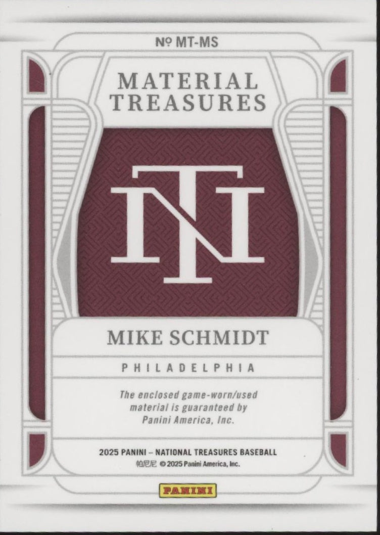 Mike Schmidt 2025 Panini National Treasures Swatch 06/10 #MT-MS