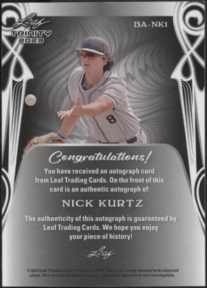 Nick Kurtz 2023 Leaf Trinity Green Auto 15/25 #BA-NK1