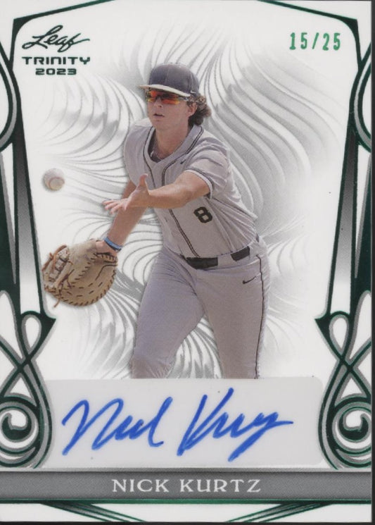 Nick Kurtz 2023 Leaf Trinity Green Auto 15/25 #BA-NK1