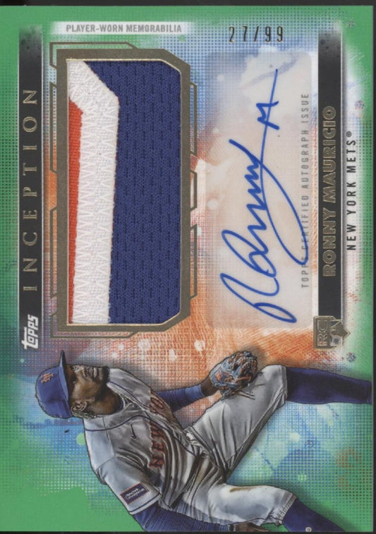 Ronny Mauricio 2024 Topps Inception Green Swatch Auto 27/99 #APC-RM