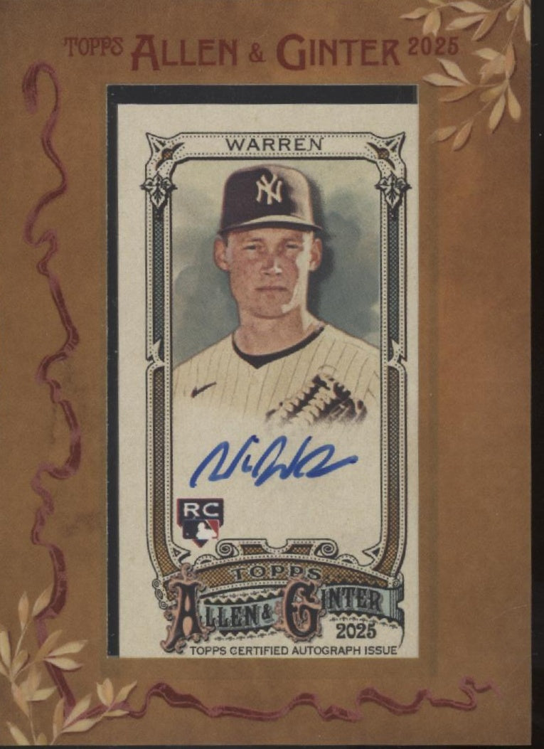 Will Warren 2025 Topps Allen & Ginter Mini Framed RC Auto #MA-WWA