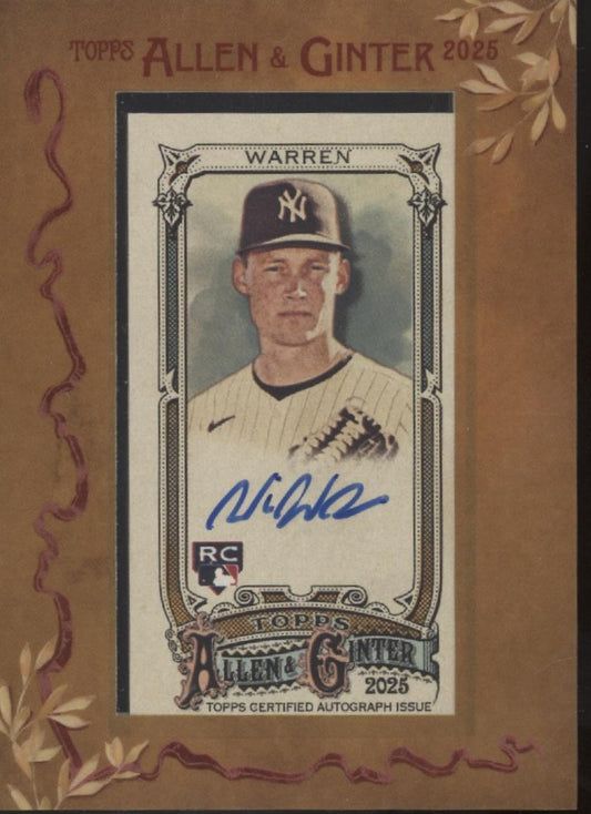 Will Warren 2025 Topps Allen & Ginter Mini Framed RC Auto #MA-WWA