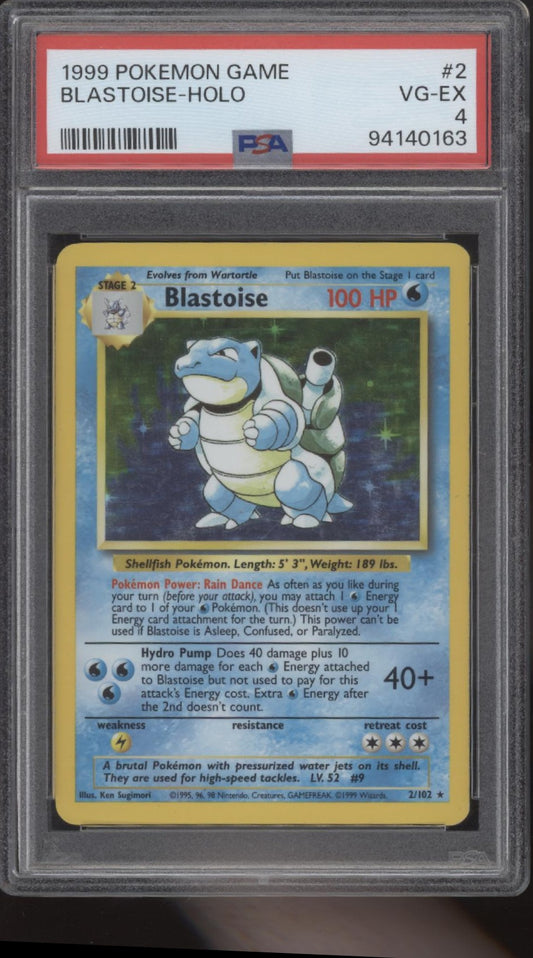 Blastoise Pokemon Base Set Holo #2 PSA 4