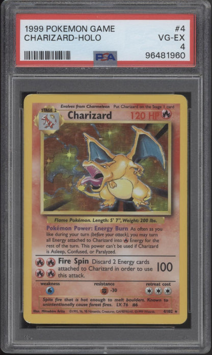 Charizard Pokemon Base Set Holo #4 PSA 4