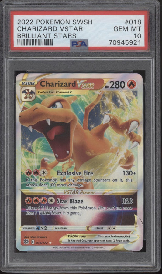 Charizard VSTAR Pokemon Brilliant Stars #018 PSA 10