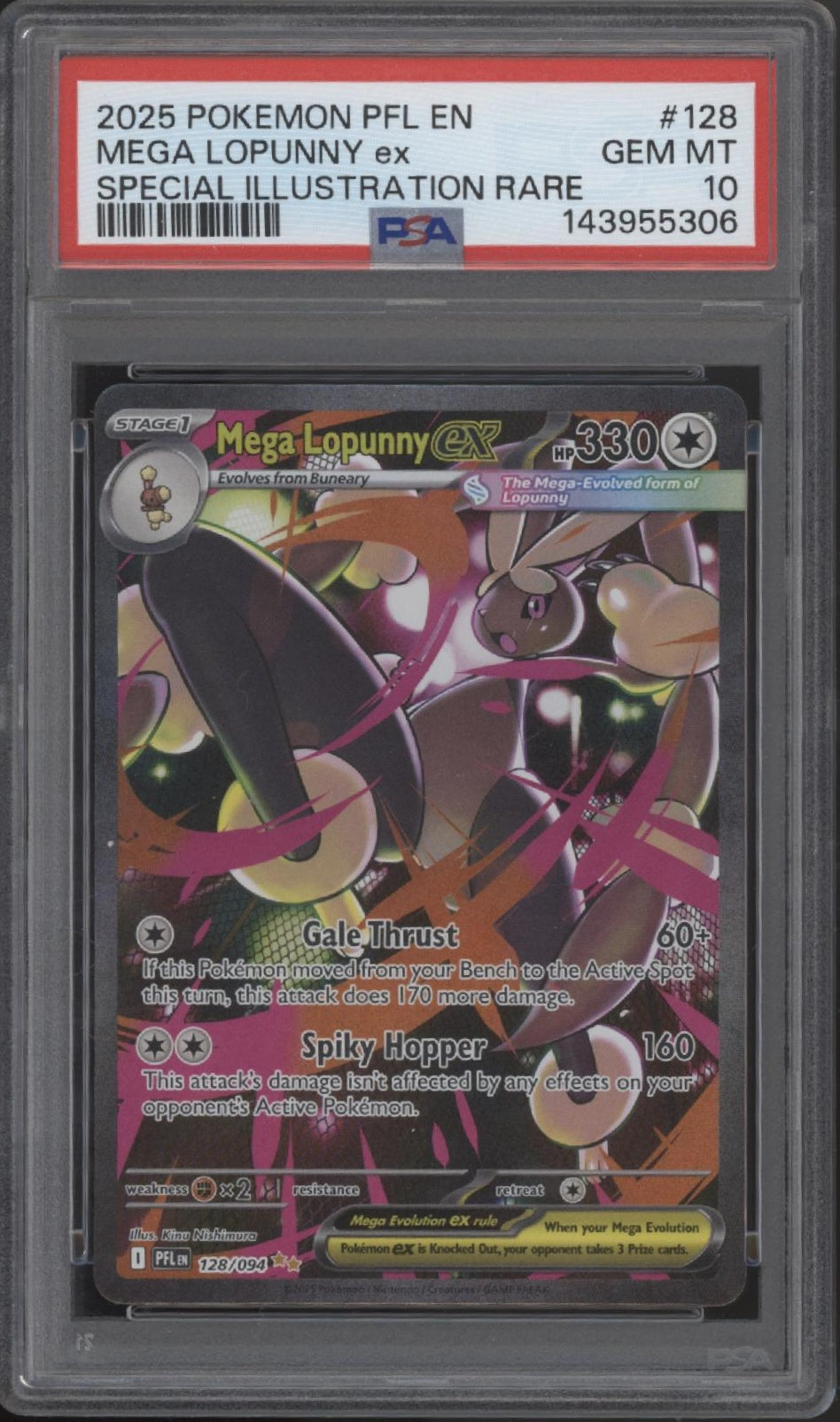 Mega Lopunny ex Pokemon Phantasmal Flames Special Illustration Rare #128 PSA 10
