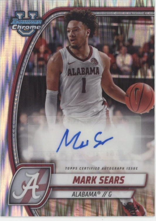 Mark Sears 2024-25 Bowman Chrome University Shock Refractor Auto #99