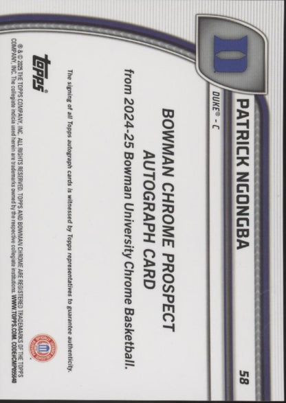 Patrick Ngongba 2024-25 Bowman Chrome University Shock Refractor Auto #58